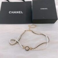 Chanel Women CC Chain Belt Calfskin Glass Pearls Black Pearly White Crystal Gold-Tone Metal Strass (1)