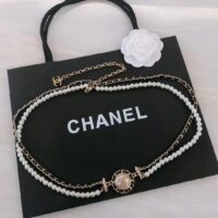 Chanel Women CC Chain Belt Calfskin Glass Pearls Black Pearly White Crystal Gold-Tone Metal Strass (1)