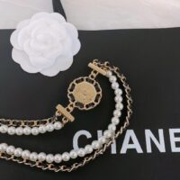 Chanel Women CC Chain Belt Calfskin Glass Pearls Black Pearly White Crystal Gold-Tone Metal Strass (1)