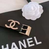 Chanel Women CC Chain Belt Calfskin Leather Gold-Tone Metal Strass Black (8)