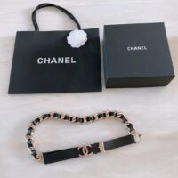 Chanel Women CC Chain Belt Calfskin Leather Gold-Tone Metal Strass Black (8)