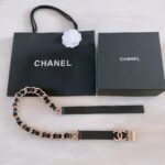 Chanel Women CC Chain Belt Calfskin Leather Gold-Tone Metal Strass Black - Image 3