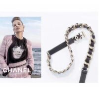 Chanel Women CC Chain Belt Calfskin Leather Silver-Tone Metal Strass Black (1)