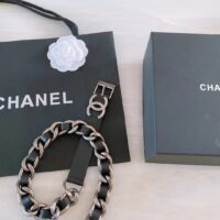 Chanel Women CC Chain Belt Calfskin Leather Silver-Tone Metal Strass Black (1)