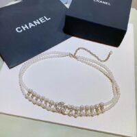 Chanel Women CC Chain Belt Gold Metal Resin Glass Pearls Strass Pearly White Crystal (1)