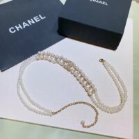 Chanel Women CC Chain Belt Gold Metal Resin Glass Pearls Strass Pearly White Crystal (1)