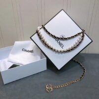 Chanel Women CC Chain Belt Lambskin Glass Pearls Gold-Tone Metal Strass Black (6)