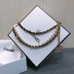 Chanel Women CC Chain Belt Lambskin Glass Pearls Gold-Tone Metal Strass Black - immagine 2