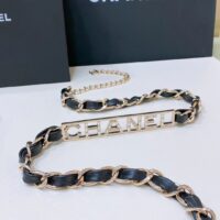 Chanel Women CC Chain Belt Lambskin Gold-Tone Metal Strass Black (7)