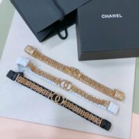 Chanel Women CC Chain Belt Lambskin Leather Gold-Tone Metal Strass Black (3)