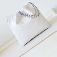 Chanel Women CC Chanel 22 Small Handbag Shiny Calfskin Rainbow Metal White (3)