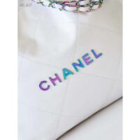 Chanel Women CC Chanel 22 Small Handbag Shiny Calfskin Rainbow Metal White (3)