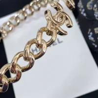 Chanel Women CC Choker Necklace Gold Tone Metal (2)