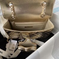 Chanel Women CC Flap Bag Star Coin Purse Mirror Calfskin Metallic Calfskin Gold-Tone Metal Gold (2)
