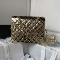 Chanel Women CC Flap Bag Star Coin Purse Mirror Calfskin Metallic Calfskin Gold-Tone Metal Gold (2)