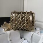 Chanel Women CC Flap Bag Star Coin Purse Mirror Calfskin Metallic Calfskin Gold-Tone Metal Gold - Image 3