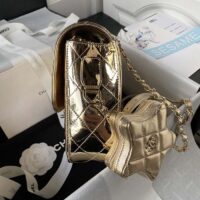 Chanel Women CC Flap Bag Star Coin Purse Mirror Calfskin Metallic Calfskin Gold-Tone Metal Gold (2)