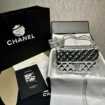 Sac à rabat Chanel CC pour femme, porte-monnaie étoile, cuir de veau miroir, cuir de veau métallisé, métal doré et argent