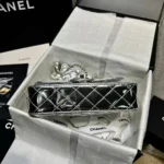 Sac à rabat Chanel CC pour femme, porte-monnaie étoile, cuir de veau miroir, cuir de veau métallisé, métal doré et argent