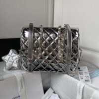 Chanel Women CC Flap Bag Star Coin Purse Mirror Calfskin Metallic Calfskin Gold-Tone Metal Silver (2)