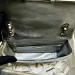 Sac à rabat Chanel CC pour femme, porte-monnaie étoile, cuir de veau miroir, cuir de veau métallisé, métal doré et argent