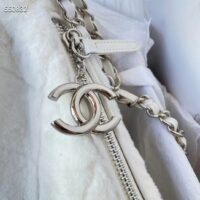 Chanel Women CC Large Backpack Shearling Lambskin Silver-Tone Metal White (11)