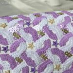 Chanel Women CC Mini Flap Bag Embroidered Satin Sequins Glass Beads Strass Star Sequins Purple White - Image 6