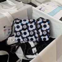 Chanel Women CC Small Flap Bag Sequins Ruthenium-Finish Metal Black White Blue (3)
