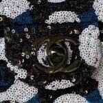 Chanel Women CC Small Flap Bag Sequins Ruthenium-Finish Metal Black White Blue - immagine 8