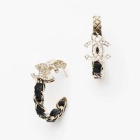 Chanel Women Hoop Earrings in Metal Calfskin and Strass (1)