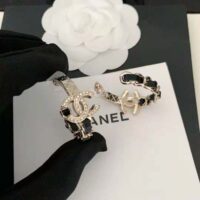 Chanel Women Hoop Earrings in Metal Calfskin and Strass (1)