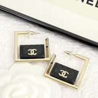 Chanel Women Hoop Earrings in Metal and Resin-Black (1)
