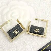 Chanel Women Hoop Earrings in Metal and Resin-Black (1)