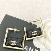 Chanel Women Hoop Earrings in Metal and Resin-Black (1)