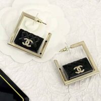 Chanel Women Hoop Earrings in Metal and Resin-Black (1)