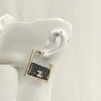 Chanel Women Hoop Earrings in Metal and Resin-Black (1)