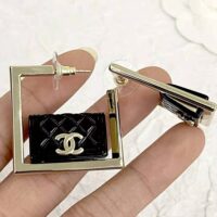 Chanel Women Hoop Earrings in Metal and Resin-Black (1)