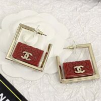 Chanel Women Hoop Earrings in Metal and Resin-Red (1)