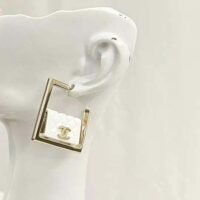 Chanel Women Hoop Earrings in Metal and Resin-White (1)