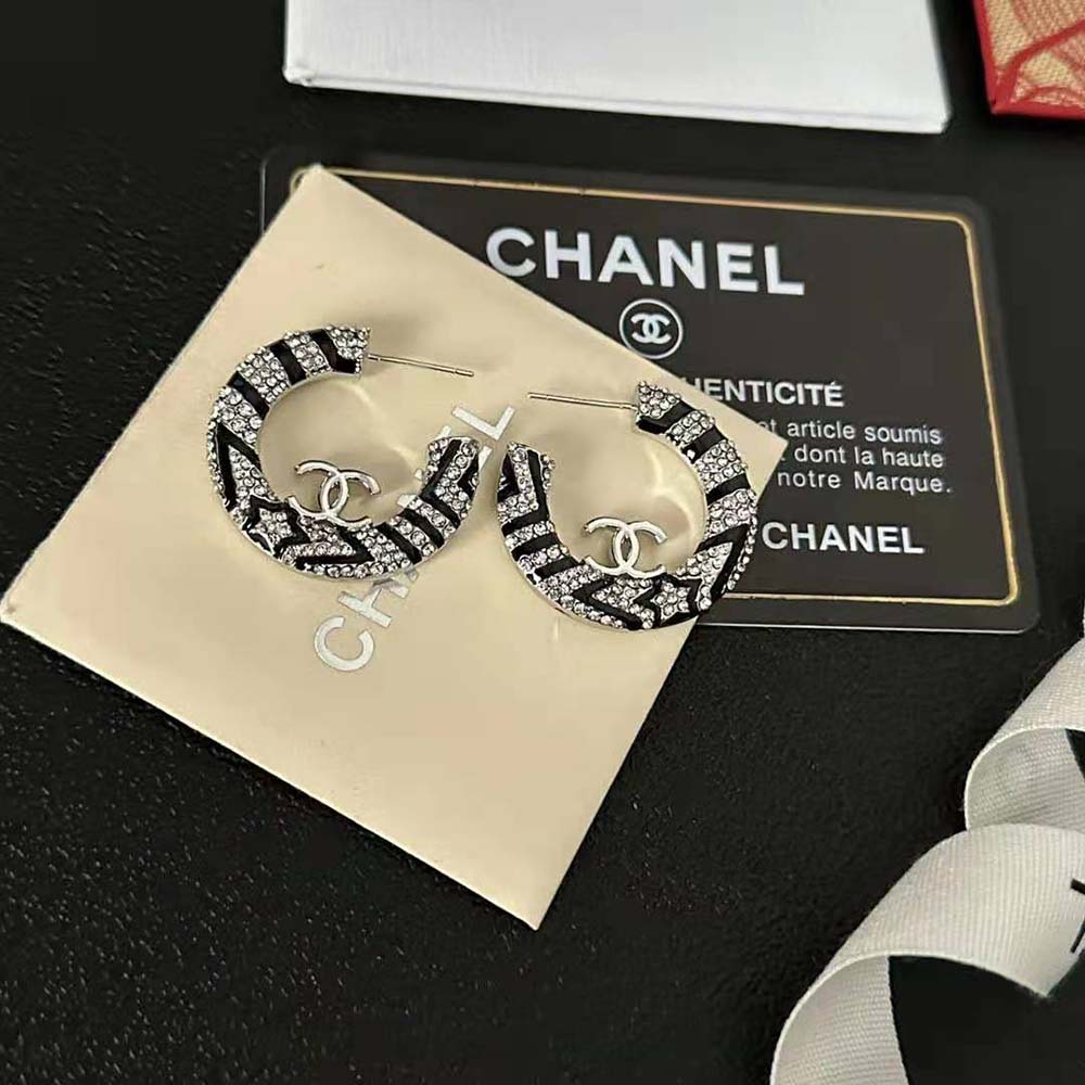 Chanel Women Hoop Earrings in Metal and Strass (2)