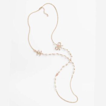 Chanel Women Long Necklace in Metal and Glass Pearls Strass