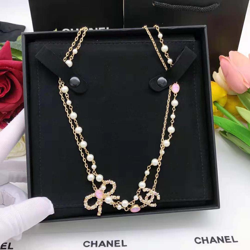 Chanel Women Long Necklace in Metal and Glass Pearls Strass (2)