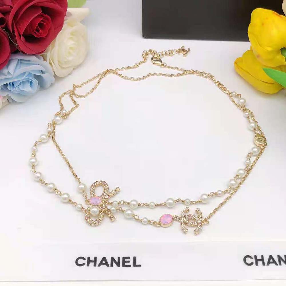 Chanel Women Long Necklace in Metal and Glass Pearls Strass (4)