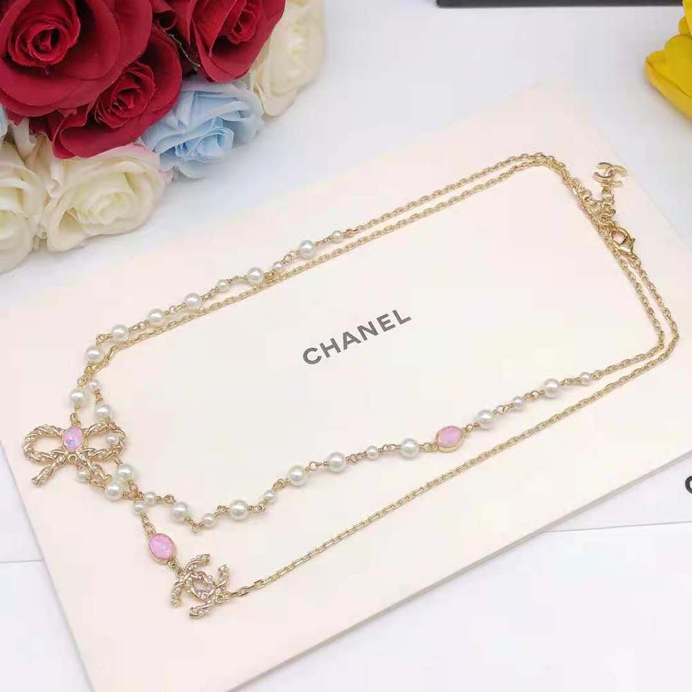 Chanel Women Long Necklace in Metal and Glass Pearls Strass (5)