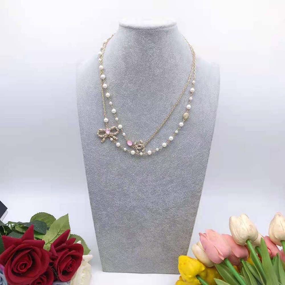 Chanel Women Long Necklace in Metal and Glass Pearls Strass (6)