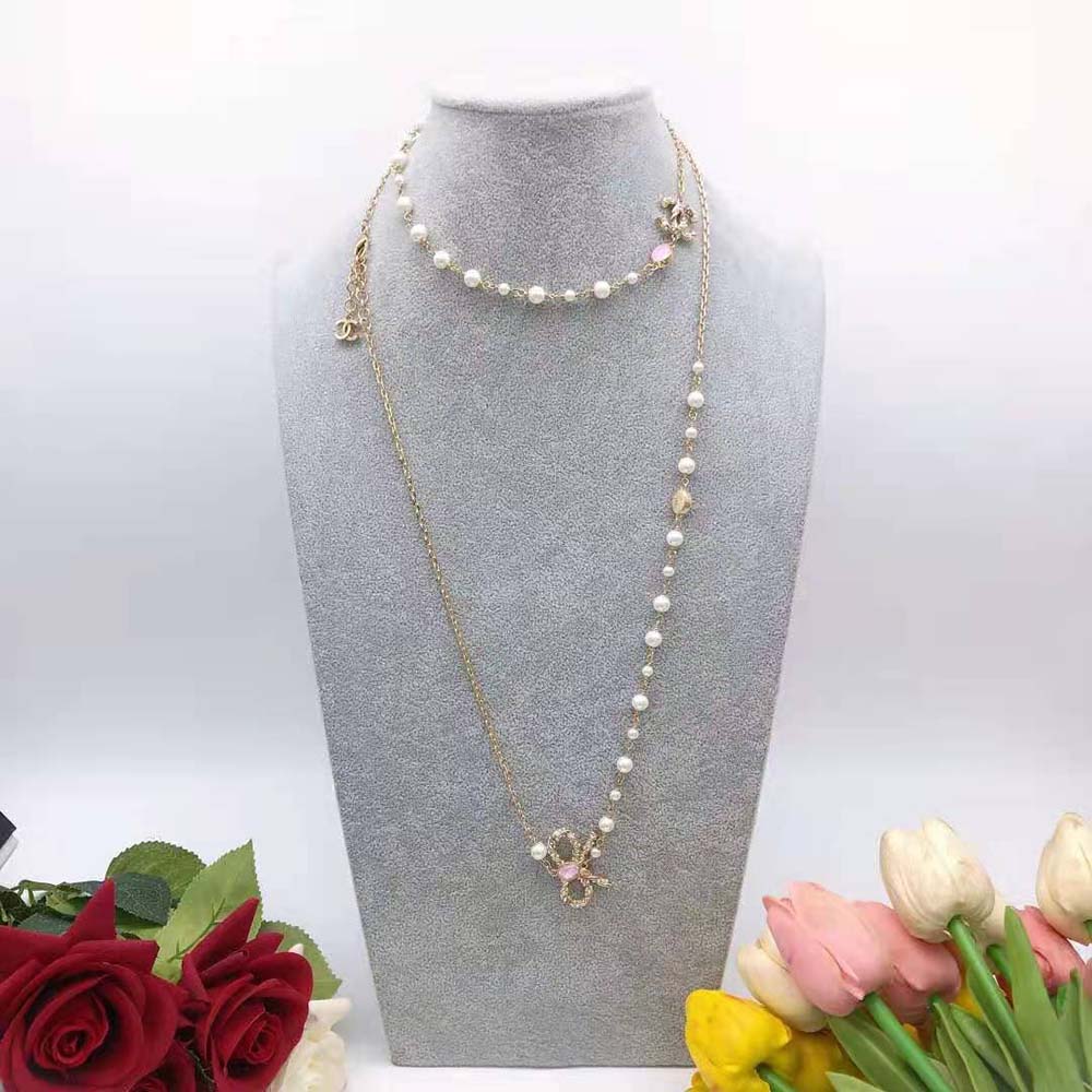 Chanel Women Long Necklace in Metal and Glass Pearls Strass (7)