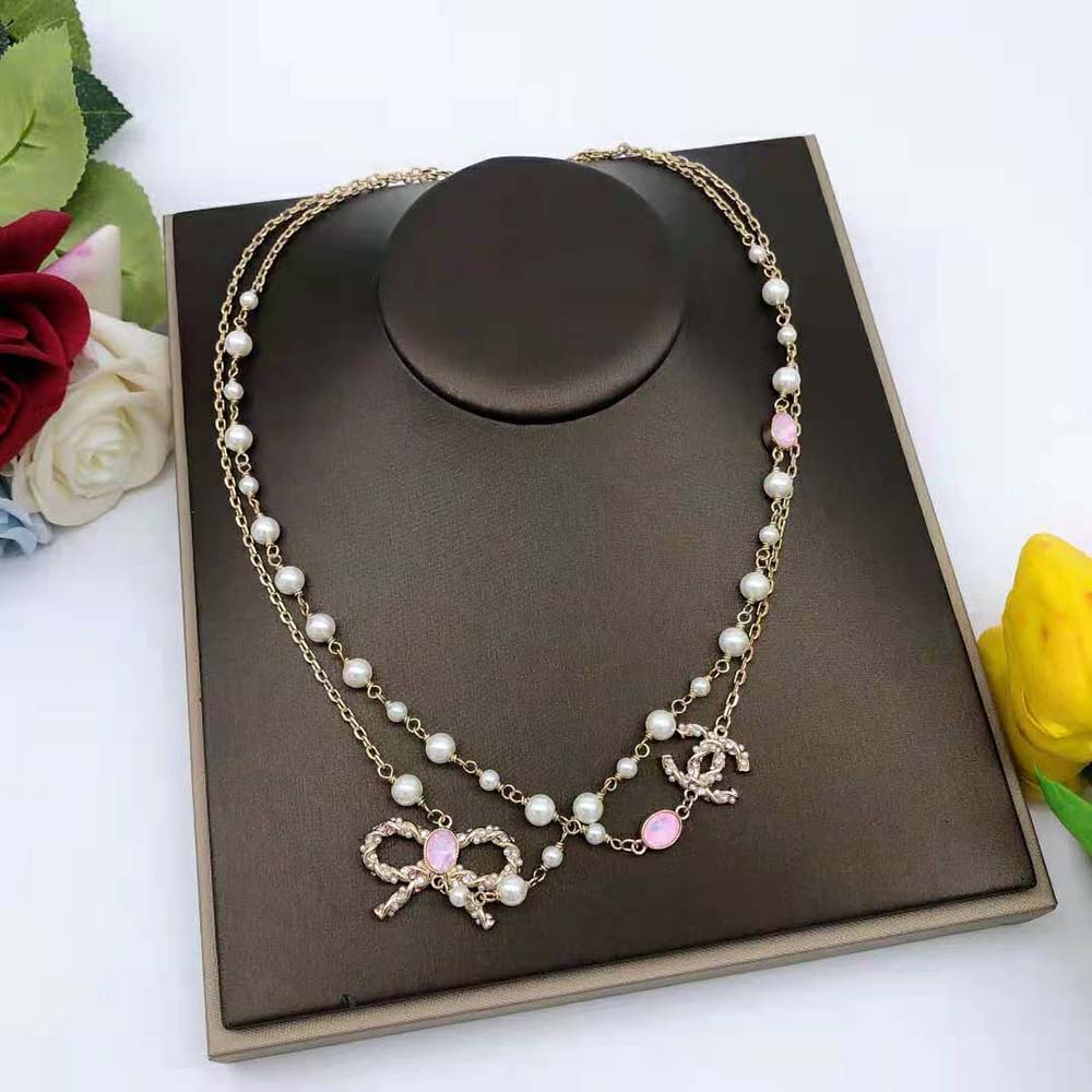 Chanel Women Long Necklace in Metal and Glass Pearls Strass (8)