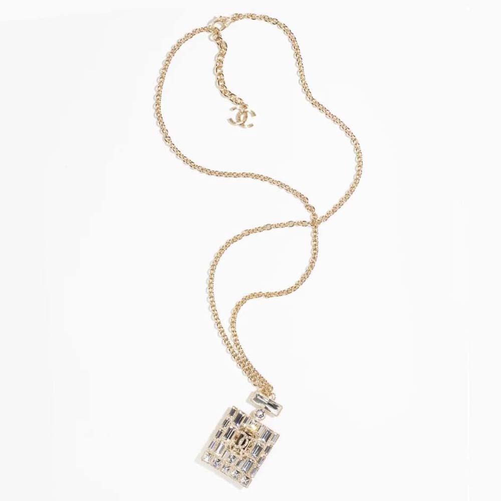 Chanel Women Long Pendant Necklace in Metal and Strass