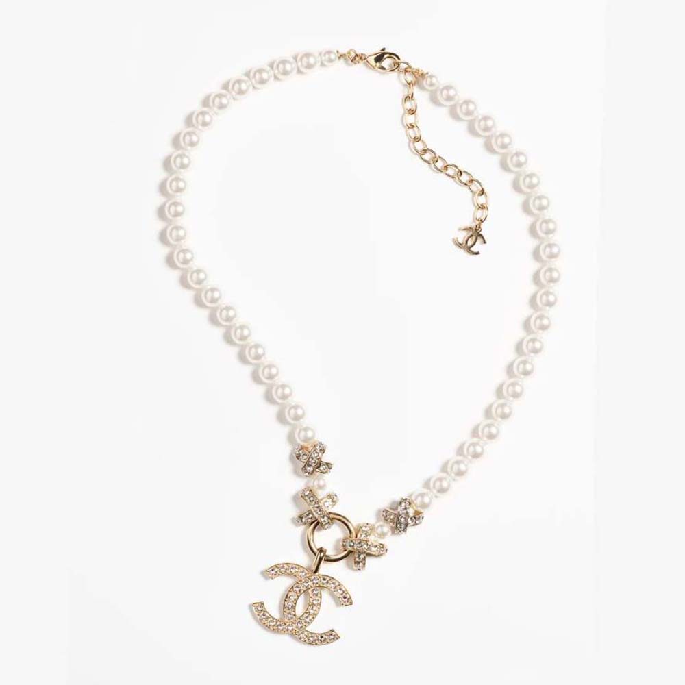 Chanel Women Pendant Earrings in Metal Glass Pearls & Strass