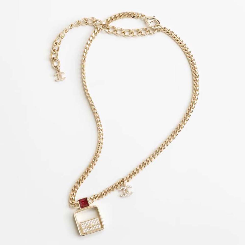 Chanel Women Pendant Necklace in Metal and Strass